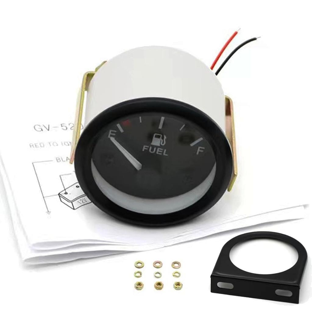 12V Fuel Level Gauge, Fuel Tank Meter | 2" (52mm) 240-33ohm Universal E-1/2-F Pointer Meter for Car Boat RV Yacht Motorcycle