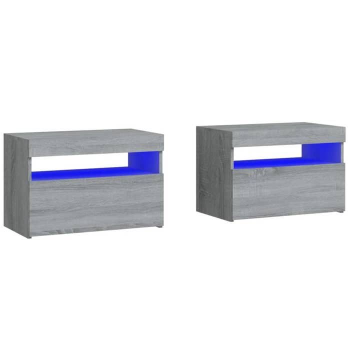 Table de chevet - Maison Exclusive - 2 pcs - Éclairage LED RVB - Grand espace de rangement - Contemporain