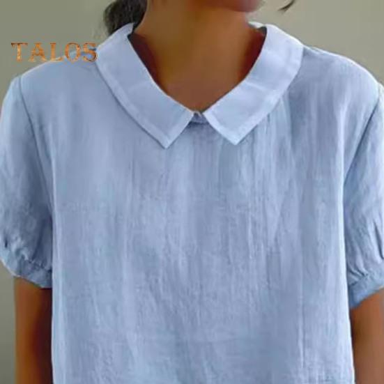 Damen Casual Shirt Revers Kurzarm Einfarbig Pullover Top Einfarbig Loose Fit Shirt Tops Streetwear