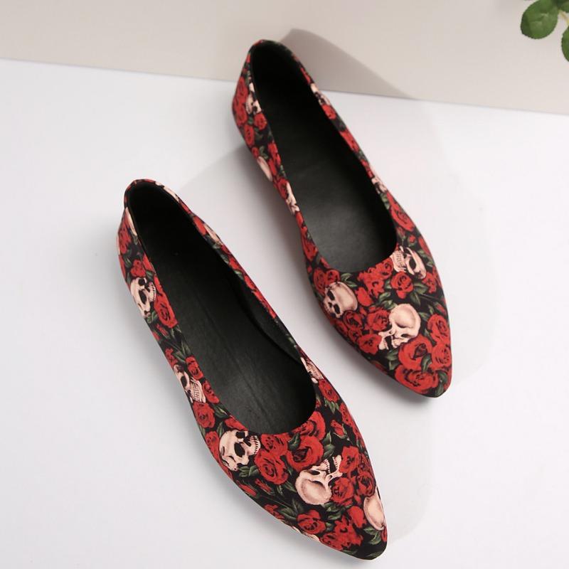 

Мода Женская Мода Балетки Осень Новые Остроносые Неглубокий Вырез Тканевая Поверхность С Принтом Мягкая Подошва Нескользящие Низкие Туфли 43 красный
