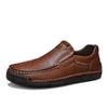 Fashion Comfortable Mens Soft-Soled Slip On Flats Casual Leather Loafers Versatile Business Shoes Non-Slip Male Hiking Shoes Moccasins