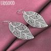 925 Sterling Silver Leaf Pendant Pierced Earrings Wedding Jewelry