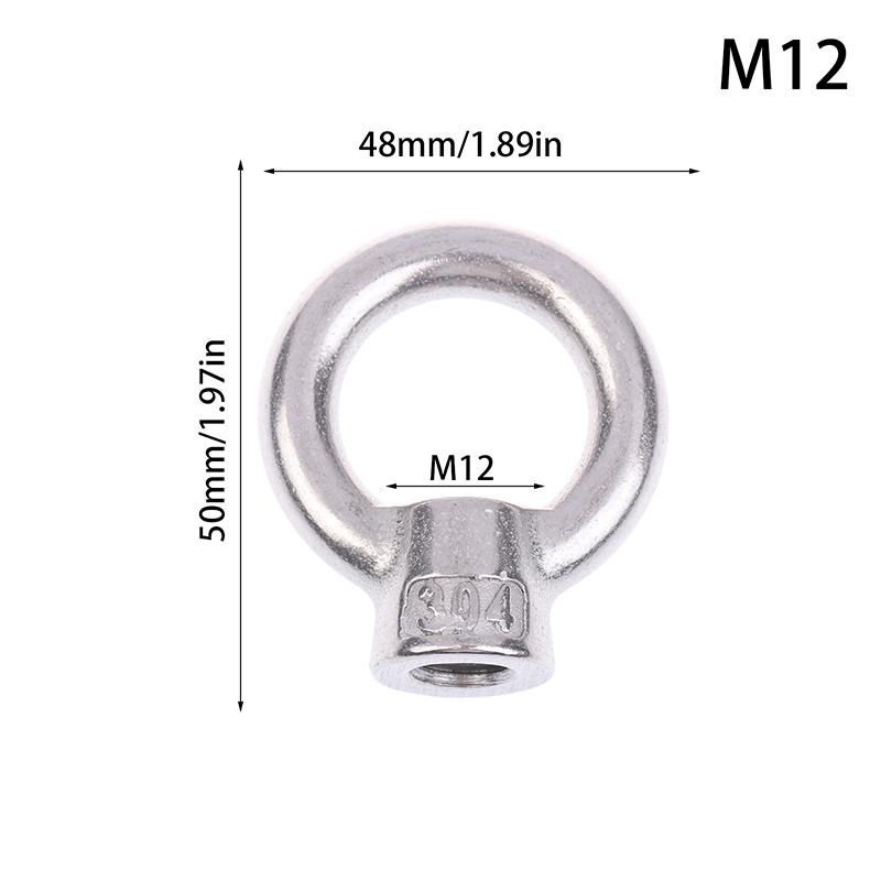 304 Stainless Steel Japanese Eye Nuts M6 M8 M10 M12 M16 Lifting Rings Marine-Grade Hardware Rigging Hoisting Industrial