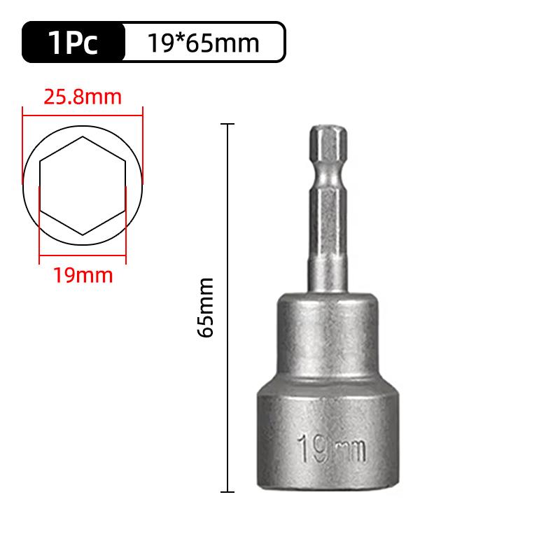 1PC Hex Socket Sleeve Nozzles Strong Magnetic Nut Driver Set Drill Bit Adapter Wind Approved Sleeve Electric 6 8 10 13 17 19MM