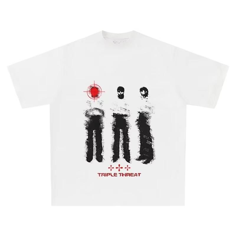 Street Loose and Versatile Short Sleeved T-shirt with Loose Style and Portrait Pattern Printed Harajuku Short Sleeved T-shirt