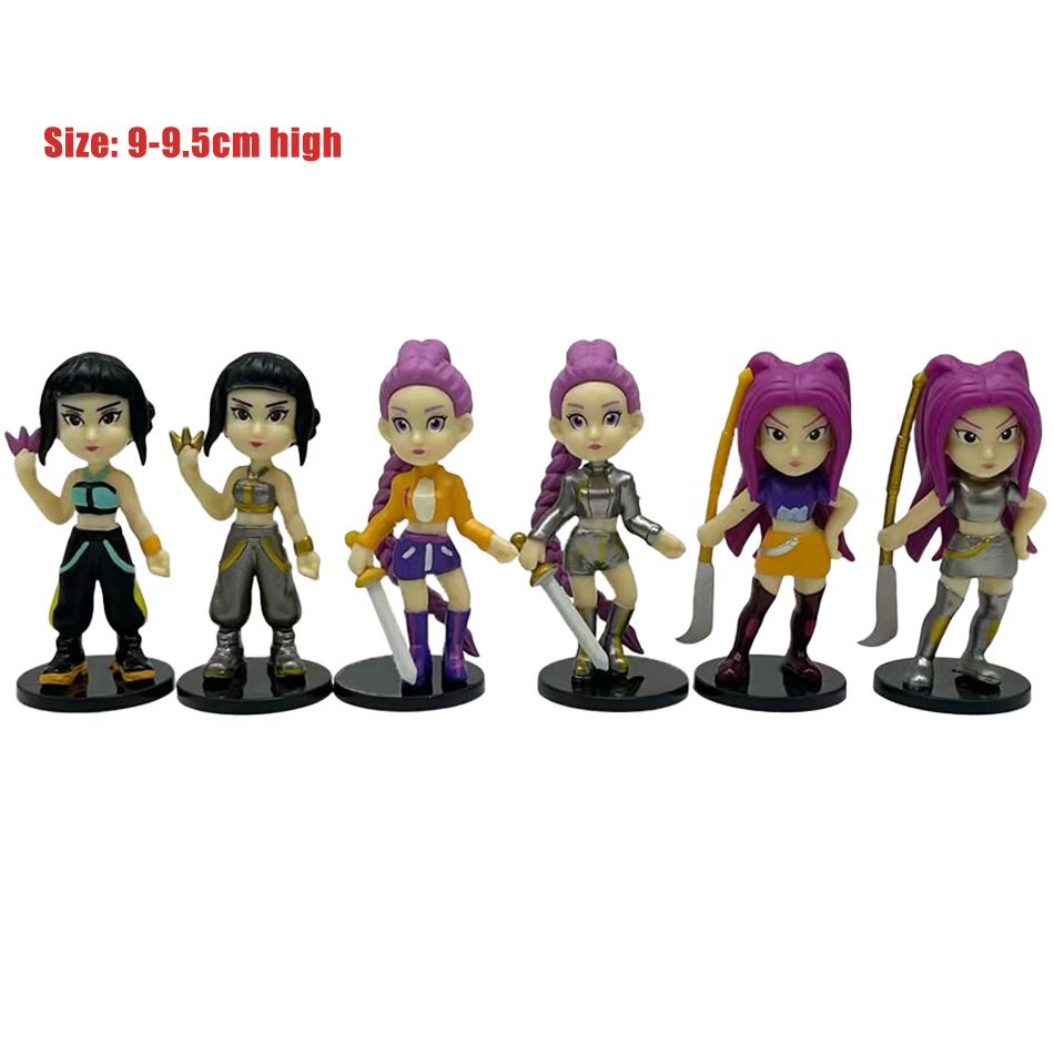 6pcs/Set Kpop Demon Hunters Figure Toy Cartoon Rumi/Mira/Zoey Action Figure PVC Desktop Decoration Model Doll Toy Fans Gift