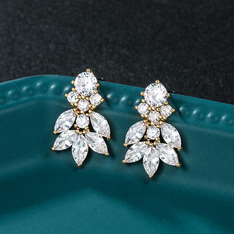 Weiman High Quality Marquise Leaf Cubic Zirconia CZ Crystal Wedding Chandelier Earrings New Arrival Fashionable Jewelry Gifts золотой