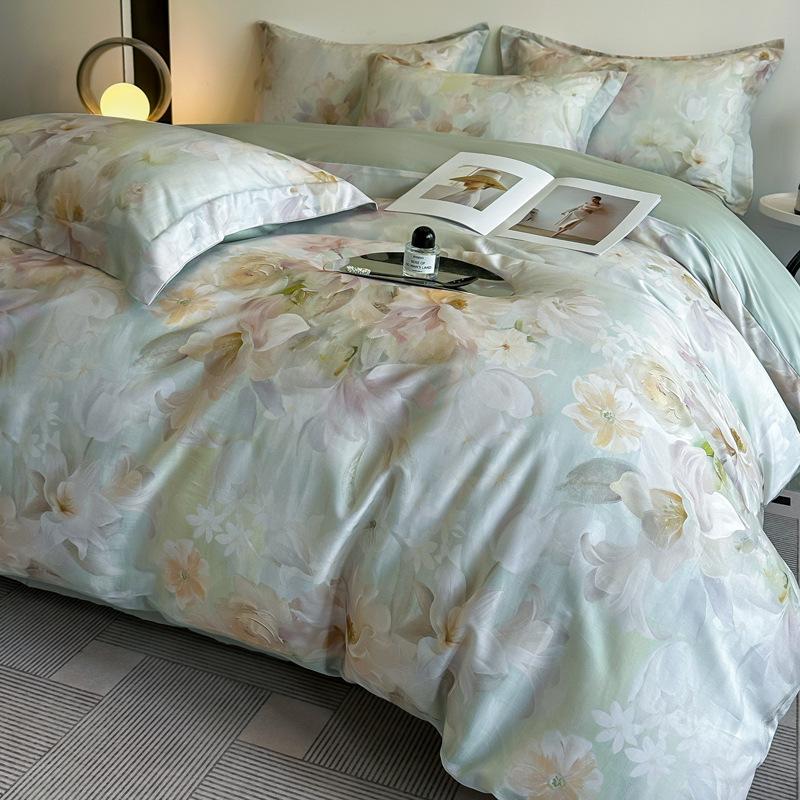 Tencel Cotton Printed Four-Piece Set - Lightweight Luxury Bedding for Spring & Summer