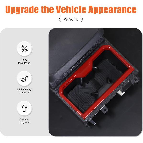 Car Cup Holder Cover Frame Trim Compatible with Toyota Tacoma 2024, ABS Inner Front Water Cup Holder Trim Cover, Car Center Control Water Cup Holder