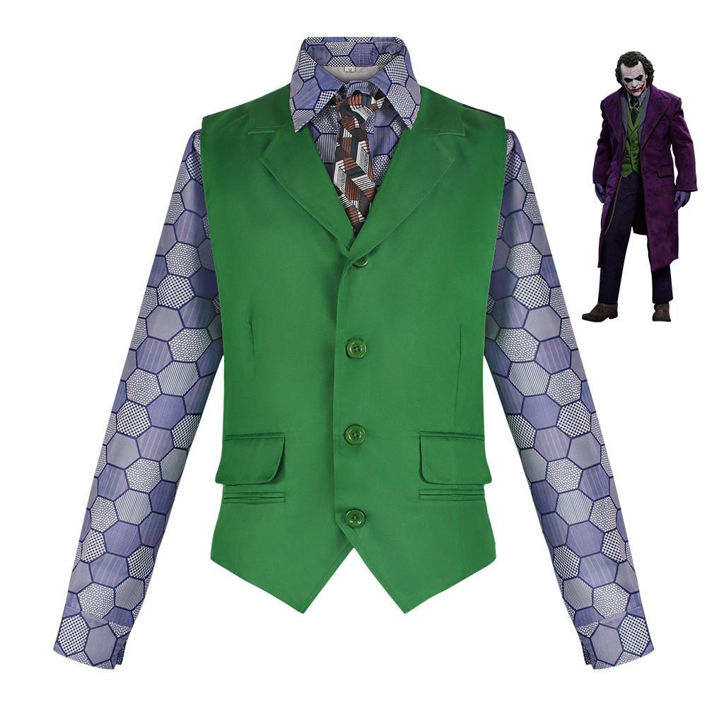 Kostým Temného rytíře Jokera Klauna se sadou košile, vesty a kravaty pro Halloweenské Cosplay