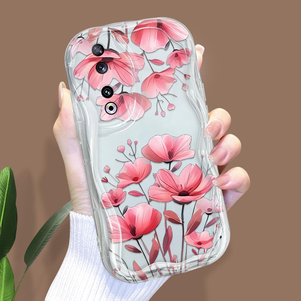 

Милый мультяшный узор, кремовая текстура, мягкий силиконовый чехол с волнистыми краями, чехол для телефона для Huawei Honor Infinix Tecno iPhone Honor X9C прозрачный