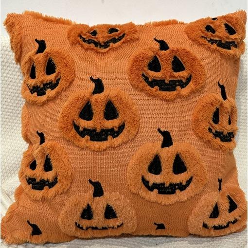 Halloween Short Plush Pillowcase Cover Pumpkin Ghost Bat Festival Decorative Cushion 45x45cm