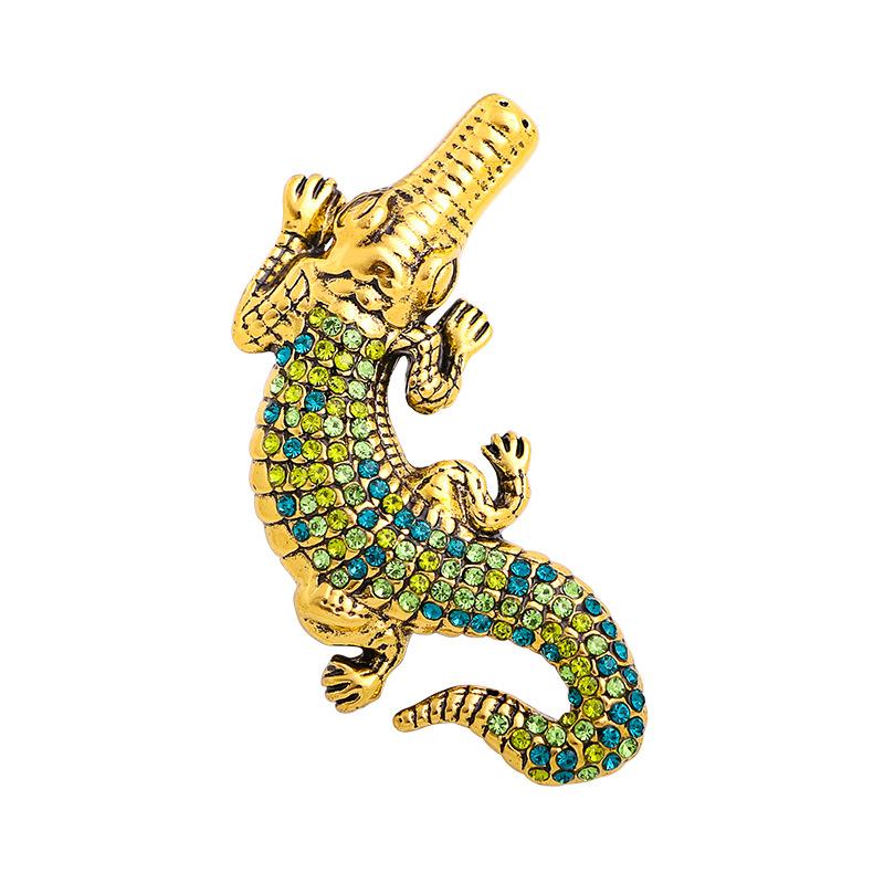 Стильные Стильные Европейские и Американские Личности Сплав Металл Стразы Крокодил Броши Универсальные Аксессуары для Одежды Модные Украшения