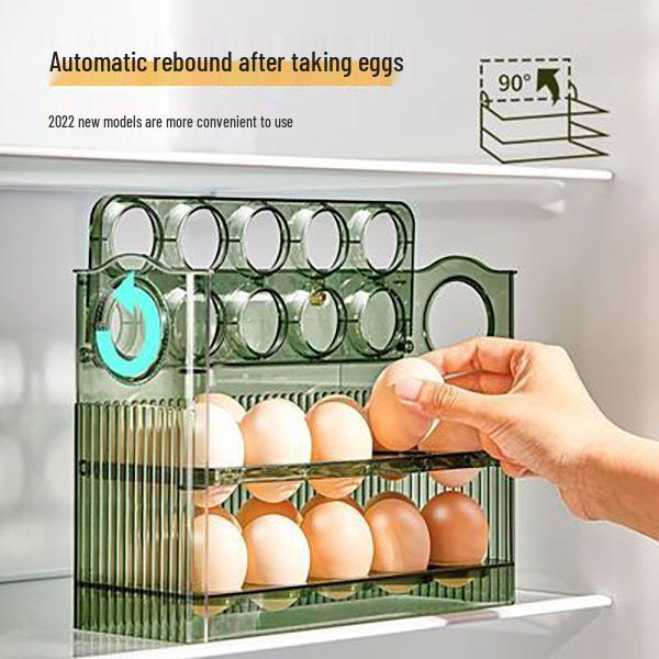 Automatic Flip Egg Storage Rack for Refrigerator Door