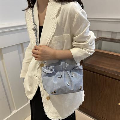 Bolsa nuvem plissada feminina versátil corrente bolsa mensageiro de ombro único bolsa pequena