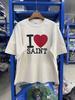 Cotton Tee Casual Couple T Shirt 2026 Vintage Dirty CeUnisext White Classic Letter Logo Saint TShirt Unisex WoUnisex Top Quality
