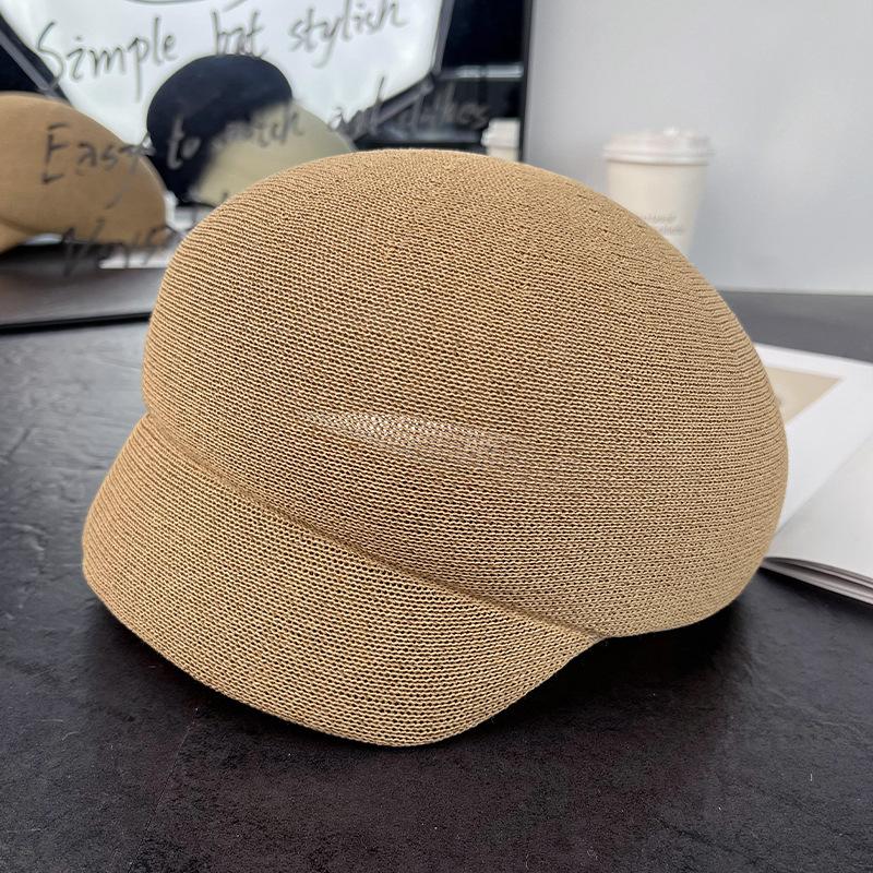 New Solid Color Knitted Cap Cap Women's Summer Outdoor Travel Sunscreen Visor Light Breathable Short Brim Equestrian Hat