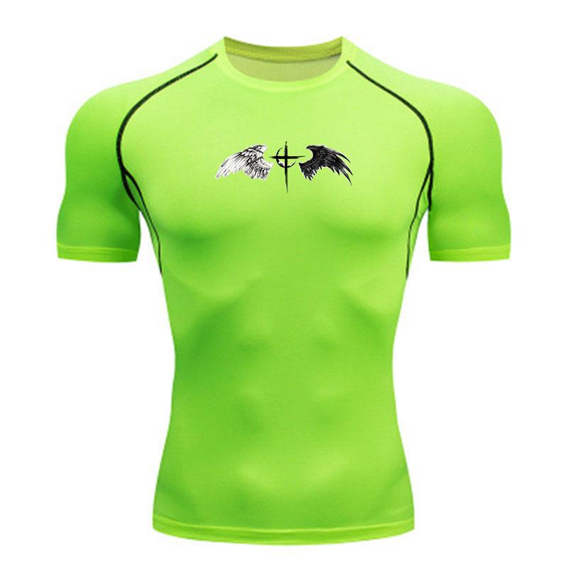 Men's Compression Fitness Sports T-Shirt, Contrast Black Whi