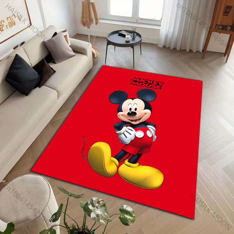 1PC Disney Mickey Mouse Print Cartoon Carpet for Living Room Bedroom Kid's Room Home Decor Area Rug Non-slip Mat Luxury Gift