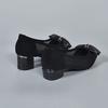 Mesh Shoes Fashion Pointed Bow Small Single Shoes Cashmere One Pedal Thick Heel Mesh Single Shoes