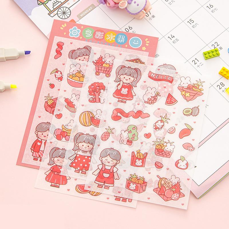 4 Sheets/Set Washi Paper Sticker Kawaii Scrapbooking Daily Material Planner Stickers for Student Kids DIY Decoration