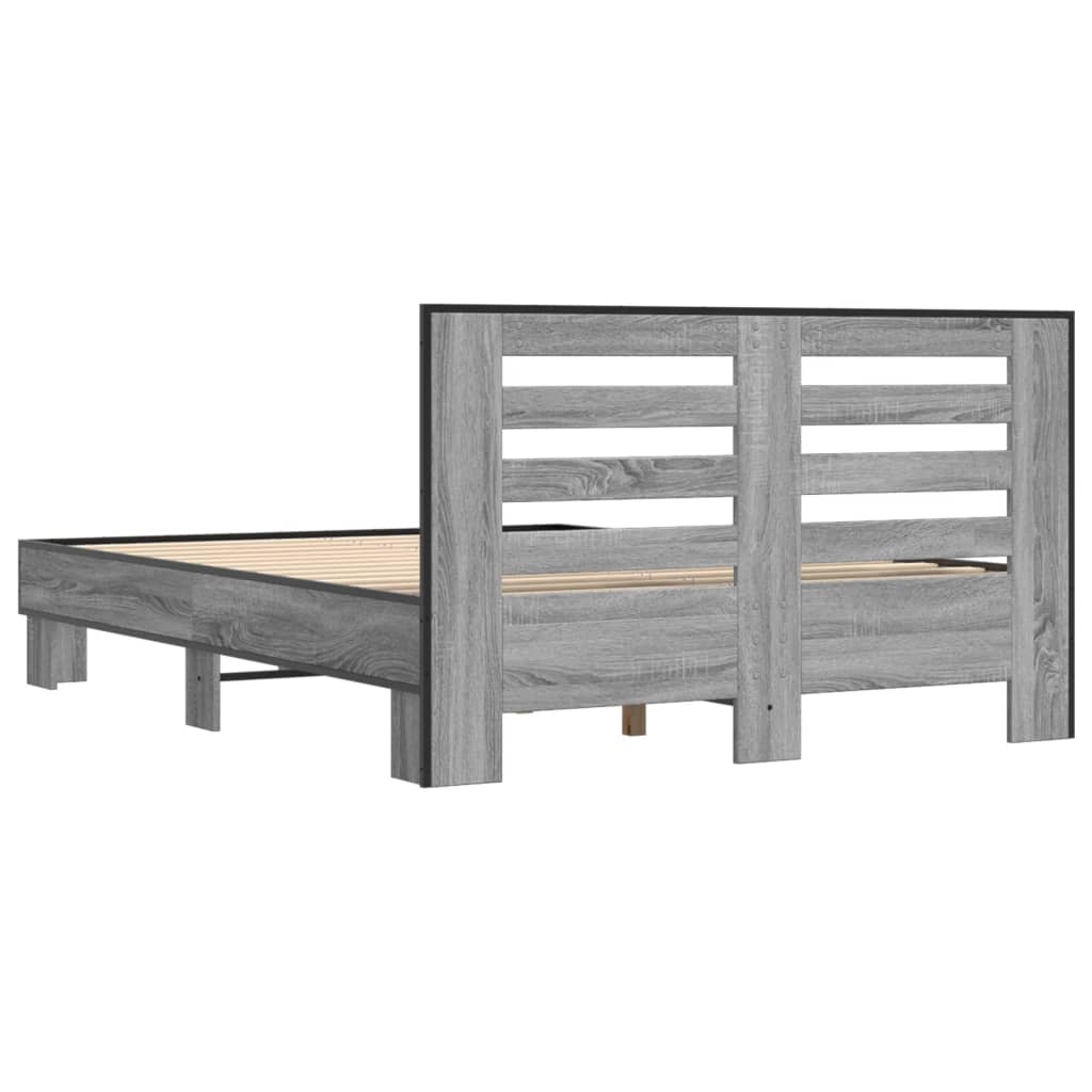 Bed Frame Gray Sonoma 120x200 cm Particleboard and Metal