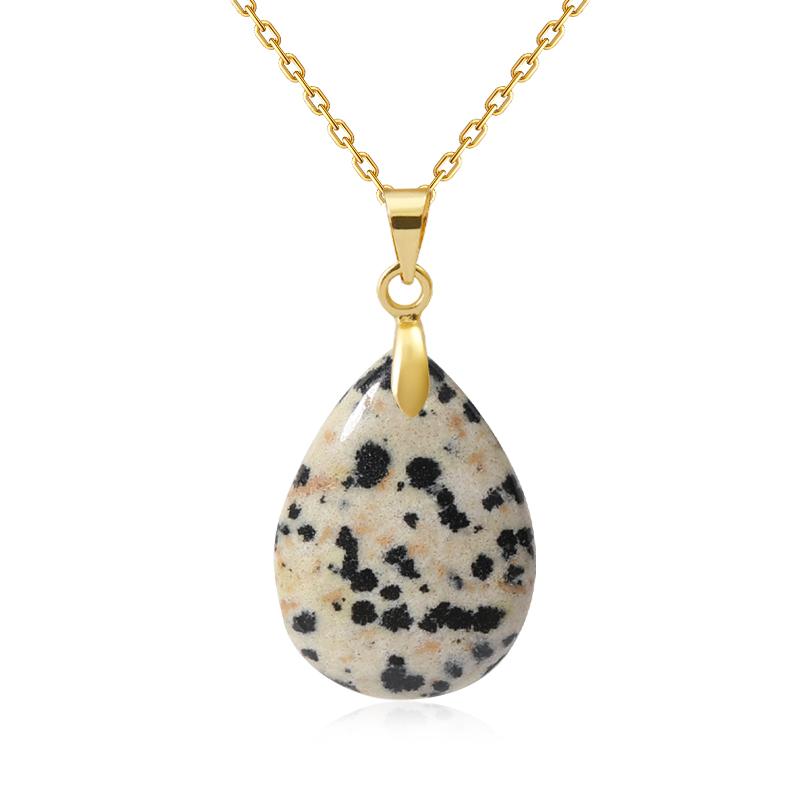 New Fashion Natural Stone Crystal Pendant Teardrop Simple Pendant Necklace Earrings Making Jewelry With Chain Collar