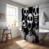 Black White Screaming Skulls Shower Curtain with Gothic Pattern, Spooky Halloween Bathroom Decor for Creepy Gift Idea