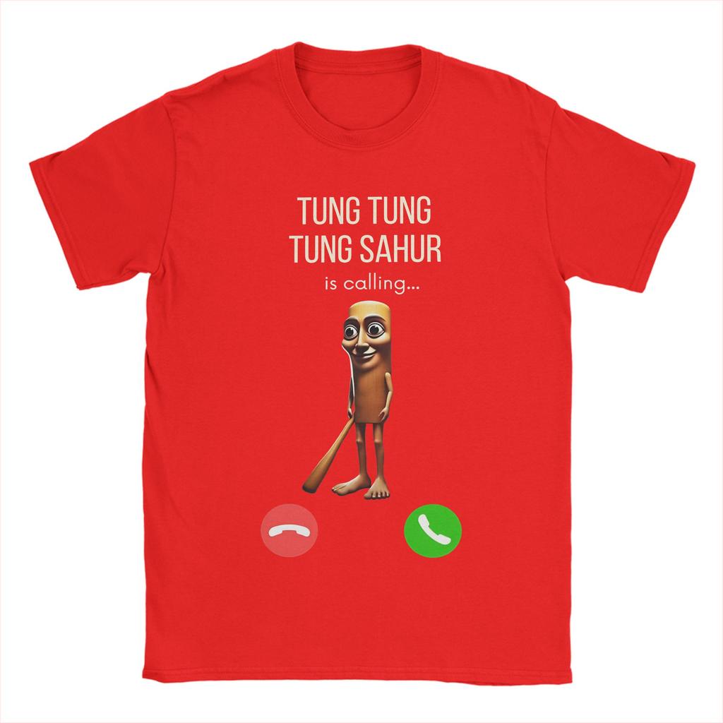 T-Shirt Sommer Tung Sahur Ruft Lustiges Angeln Gehirnfäule Meme T-Shirts Baumwoll-T-Shirt für Erwachsene YK Kurzarm Oberteil T-Shirts