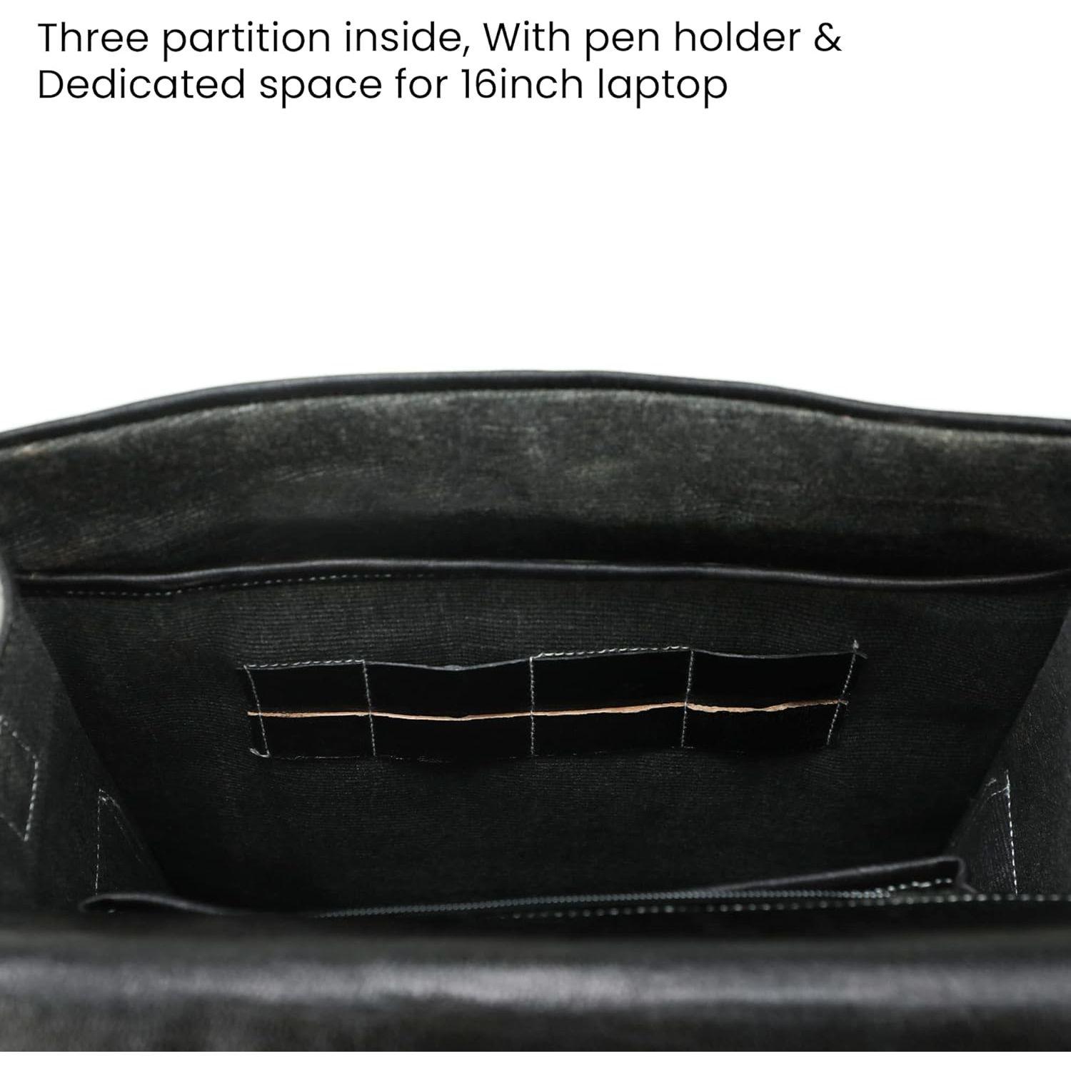 Черный винтажный кожаный рюкзак ручной работы World для ноутбука — фото 5