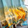 Print Scarf Spring Summer Oil Painting Summer Artificial Silk Scarf  Women's  Beach Towel Shawl