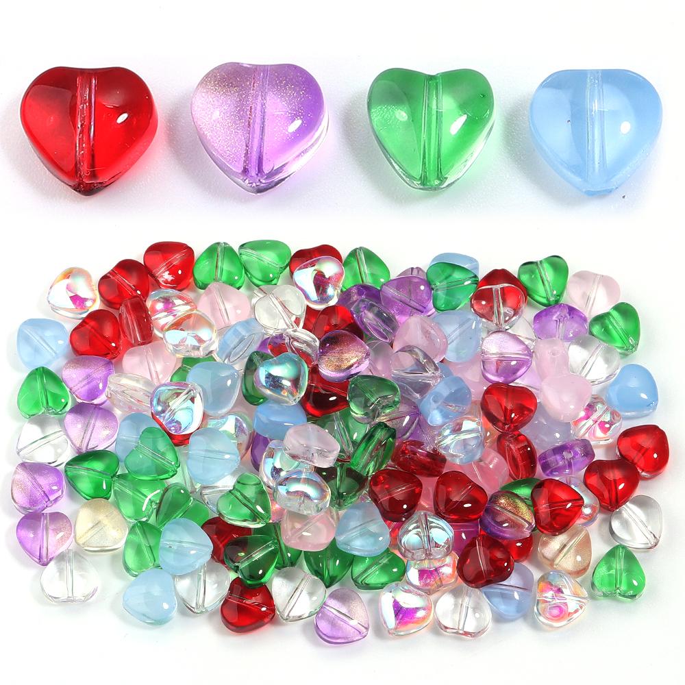 50pcs/lot 8mm Colorful Heart-shaped Lampwork Beads For Jewelry Making Loose Spaced Glass Beads DIY Charms Accessories Wholesale