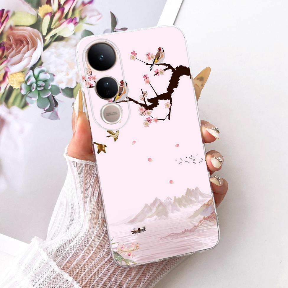 Clear Casing For Vivo V2440 Cover For Vivo V50 Lite 5G Case Cute Cat Fashion Butterfly 2D Painted Soft TPU