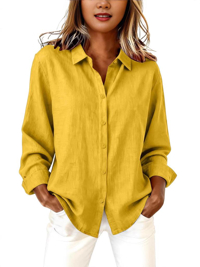 Women's Cotton & Linen Lapel Cardigan – Casual Spring/Summer Long Sleeve Shirt
