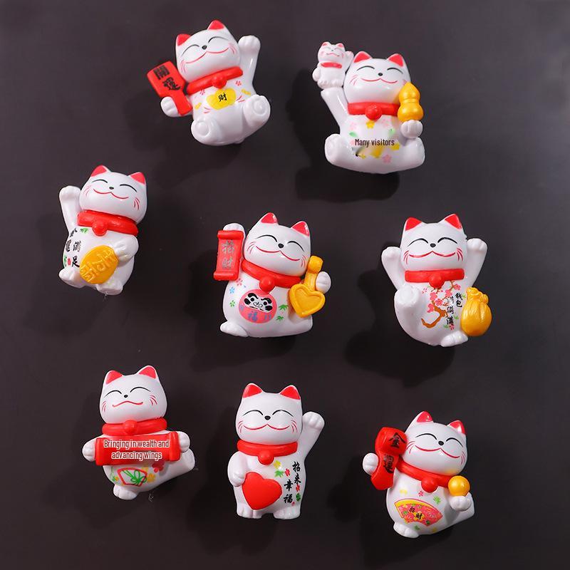 3D Resin Lucky Cat Magnet - Creative Ornament for Fridge, Office, Home, Shop, or Travel