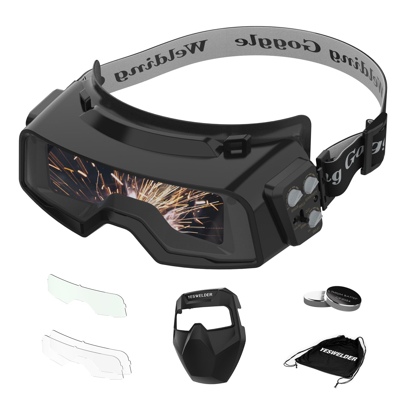 

YESWELDER Welding True Color Welding Includes a Free Welding Light Blocking Levels Replaceable CR2450 Japanese Instruction Manual Glasses,