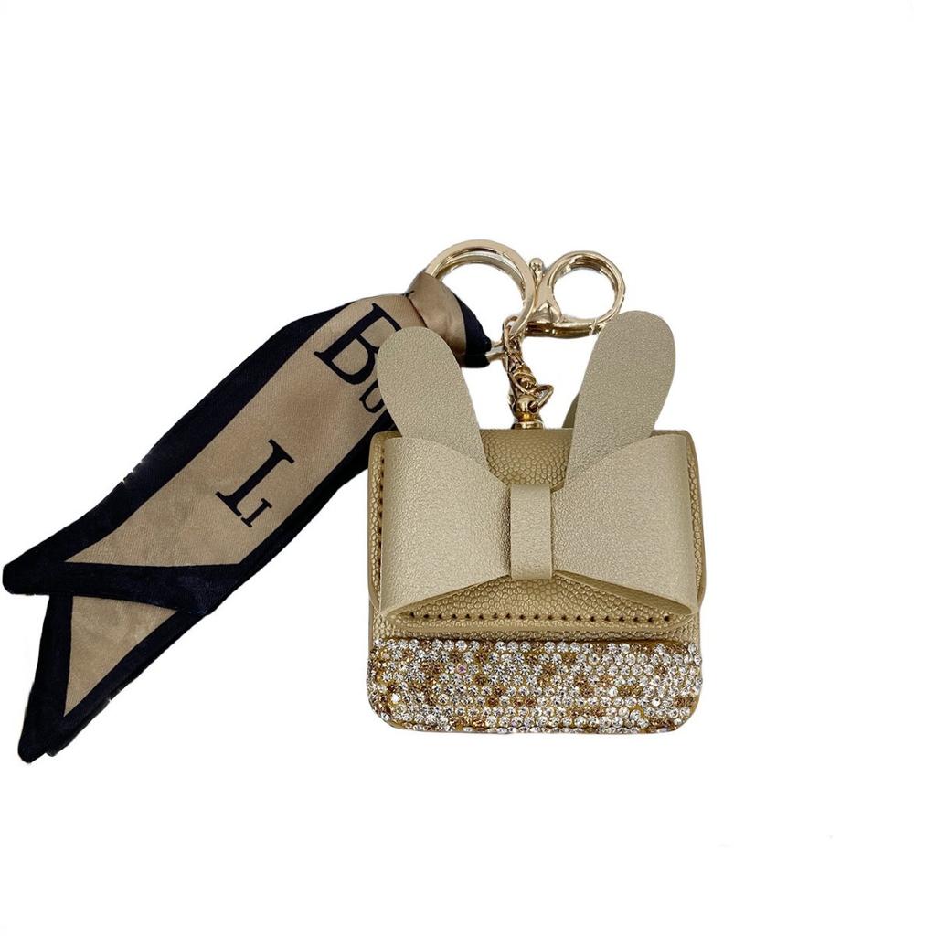 New fashion Internet celebrities ins wind pu small bag with diamond keychain earphone bag pendant change bag portable and high luxury