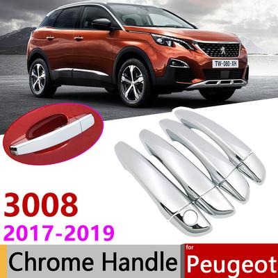 Pro Peugeot 3008 MK2 2017~ Luxusní Chrome Vnější kryt kliky dveří Autodoplňky Samolepky Sada ozdobných prvků 2. gen.