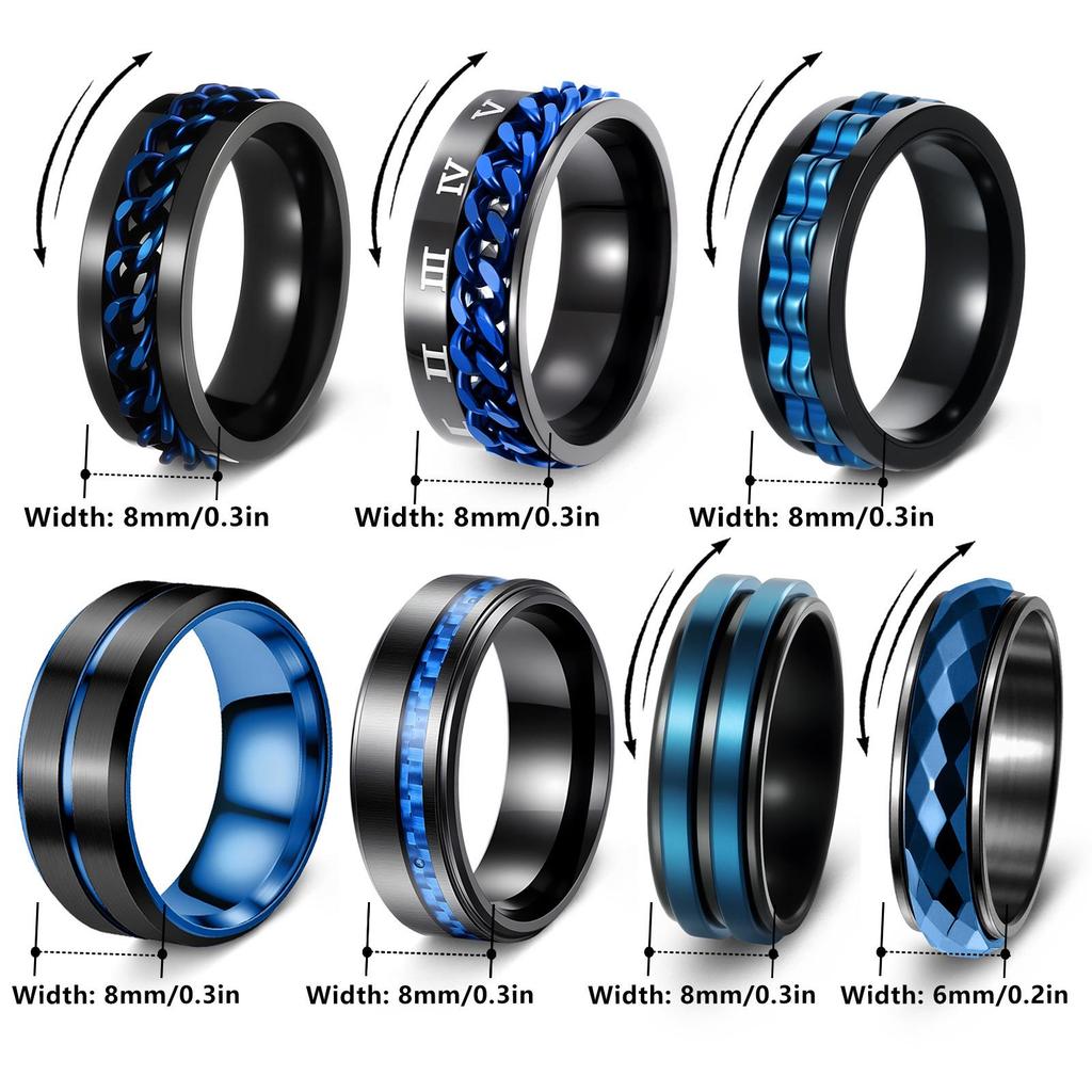 Customizable Men's Rotatable Hip Hop Punk Ring - Stainless and Titanium Steel Jewelry Set with High-End Feel
