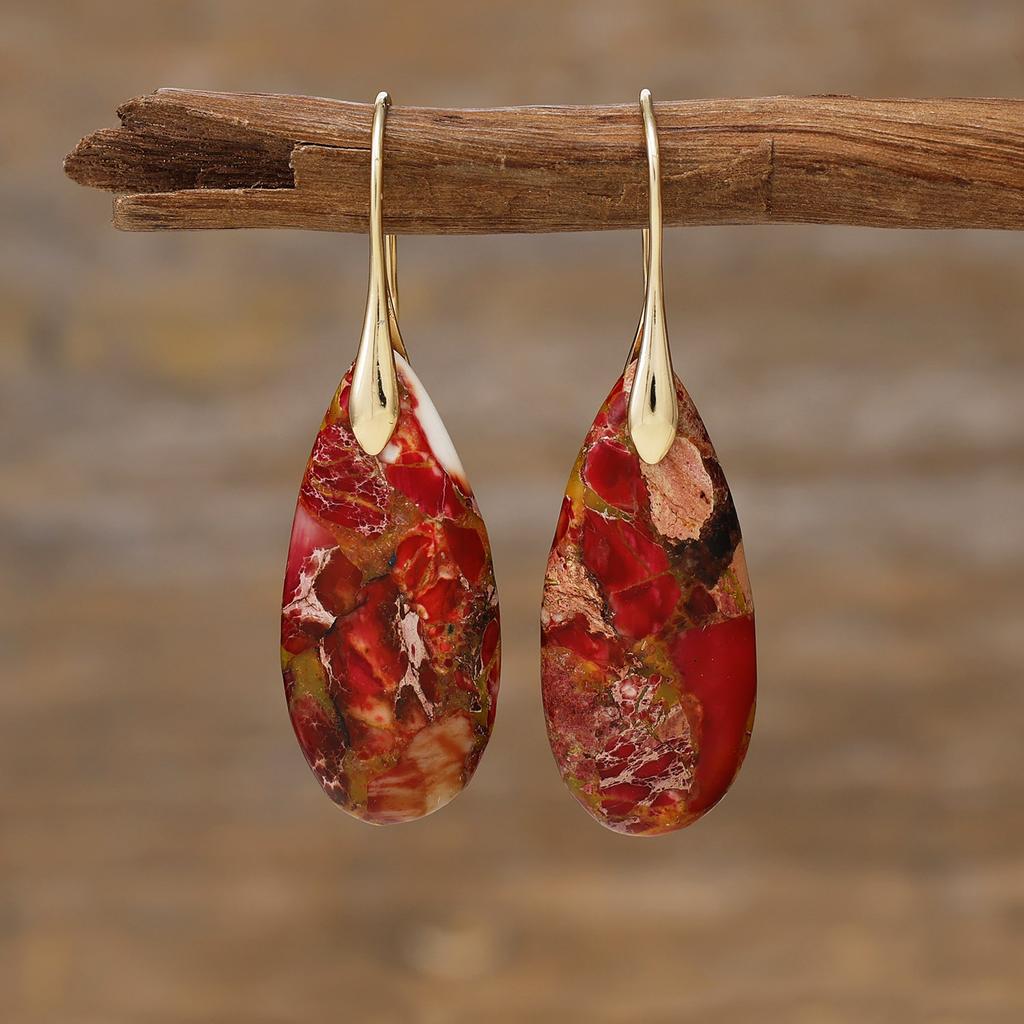 Premium Bohemian Emperor Stone Drop Pendant Earrings Popular I Jewelry Jewelry