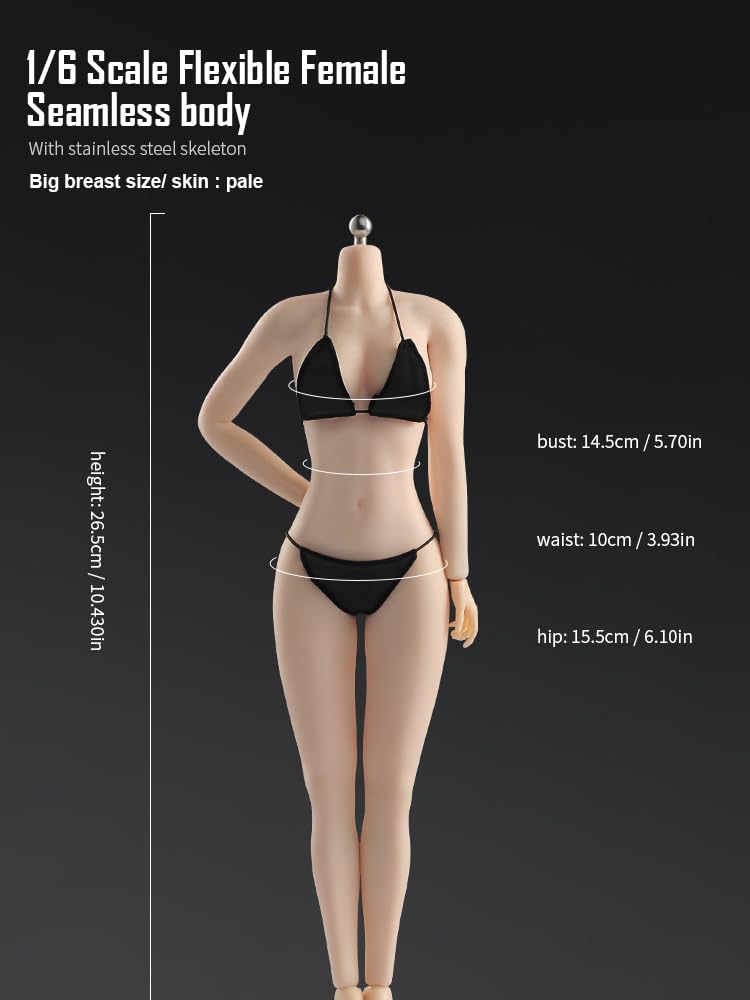 Toys Hobbies Scale Action Figure ANT AB001W White Pearl Skin Super Flexible Seamless Body Large Bust No Clothes Female Body & [TOYBARJAPAN] 1/6