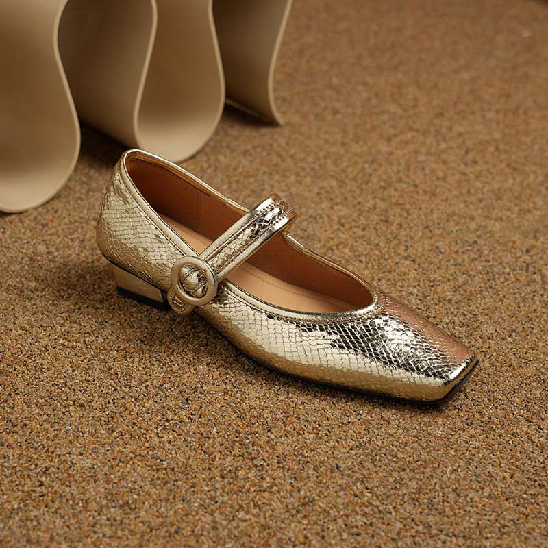 Krazing Pot Sheep Skin Summer Spring Autumn Low Heels Women Square Toe Mary Janes Shallow Pumps