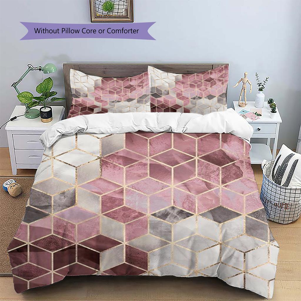 Geometric Marble Pattern Bedding Quilt Set Quilt Cover Pillowcase Home Decoration Gift (1 * duvet cover + 2 * pillowcase, without core)