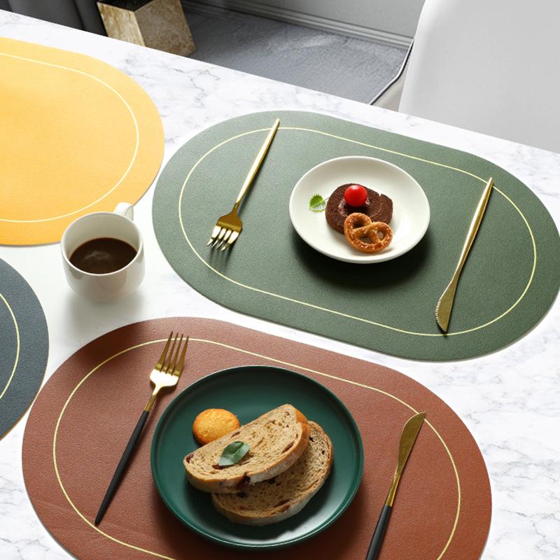 1pc PU Placemats Dining Table Waterproof Heat-Resistant Non-Slip Table Mat Nordic Style Cup Mat Washable for Dining