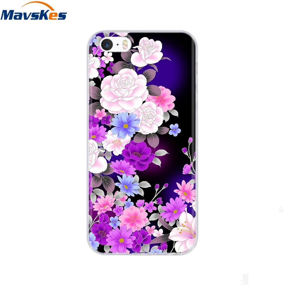 soft tpu case for iPhone 4 4s 5 5s SE 6 6s cute cartoon cat flower fashionable silicone phone case cover full protective coque