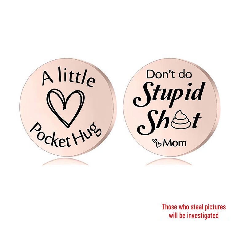 Lucky Charm Motivational Coin: Engravable Stainless Steel Couple & Family Gift Ornament.