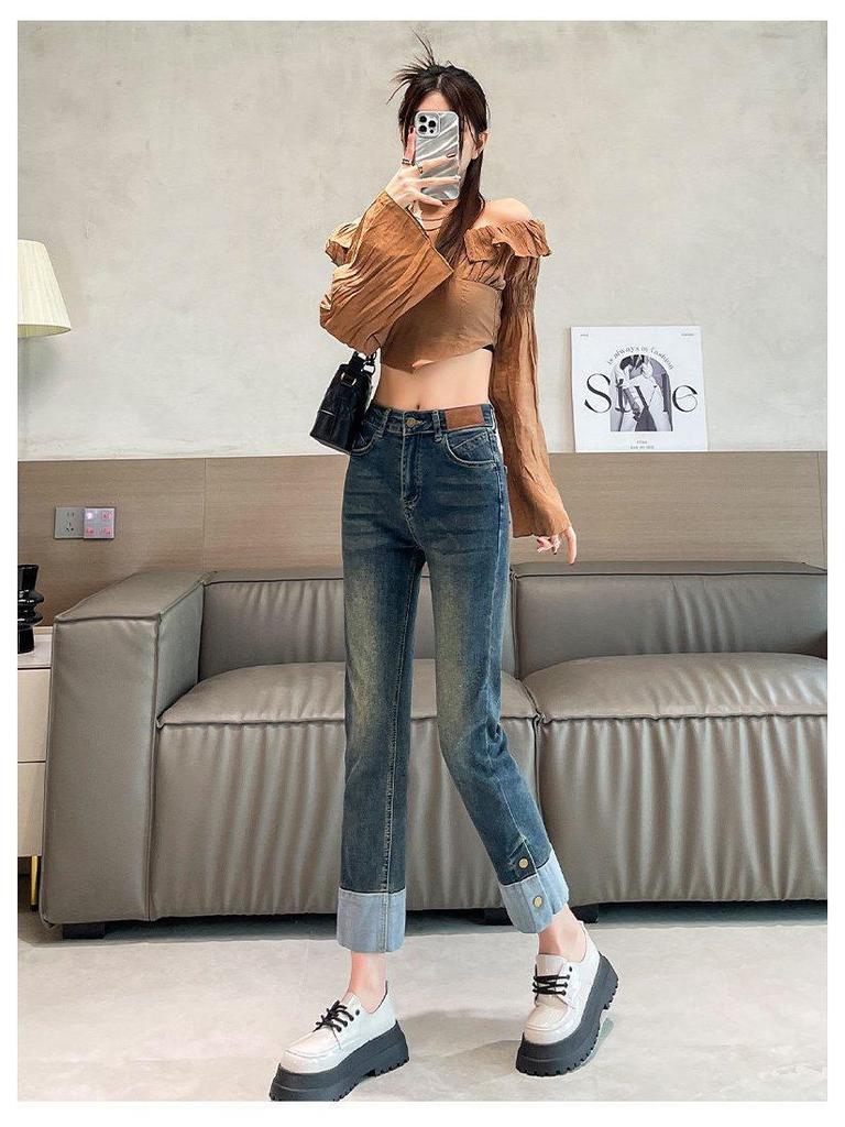 Women's High-Waist Straight Leg Jeans - Spring/Autumn 2026: Visually Taller, Slimming, Petite Cropped Cigarette Style