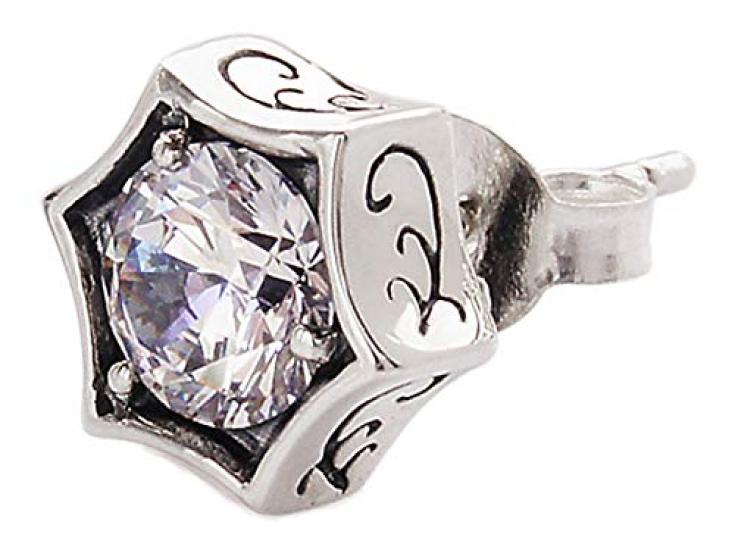 

Silver Hexagon Arabesque Sold Individually Clear pi0461-clear [Brand 2PIECES] Men s Earrings, (Single Ear), Color