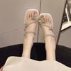 Fashion 2025 Fashion Silver Crystal Sandals Women Rhinestone Butterfly Thick Heel Sandles Woman Summer Med Heeled Party Shoes Female