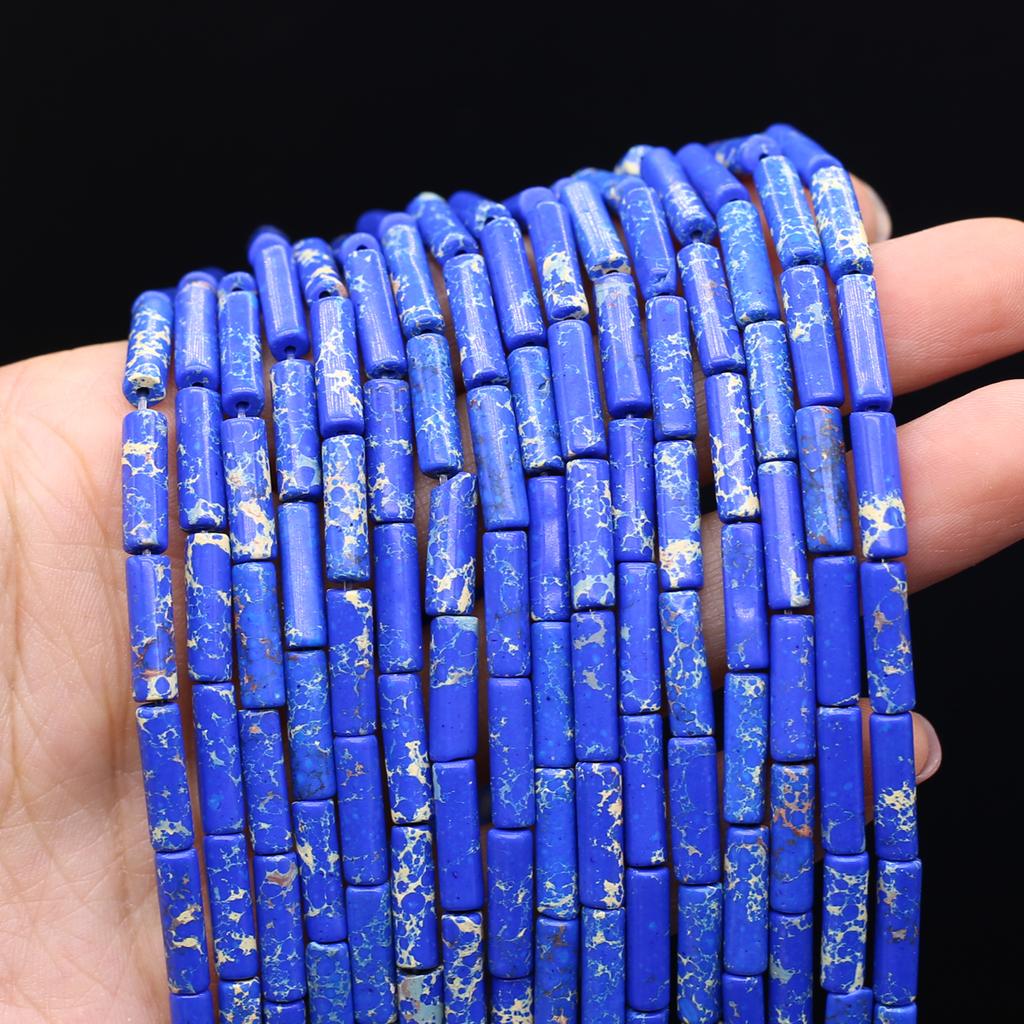 1 Strand Natural Stone Beads Long Cylindrical Crystal Quartz Agate Loose Spacer Beads for Jewelry Making DIY Necklace Bracelet Accessories 7x13 Mm